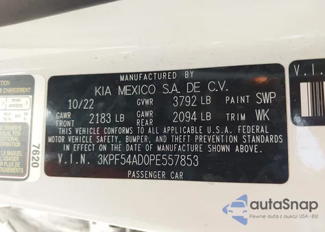 2023 Kia Forte Gt-Line from USA, damaged, VIN 3KPF54AD0PE557853